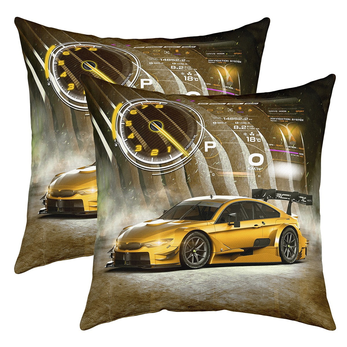 YST Pack of 2 Racing Car Pillow Covers 24x24 Inch,Toddler Race Car