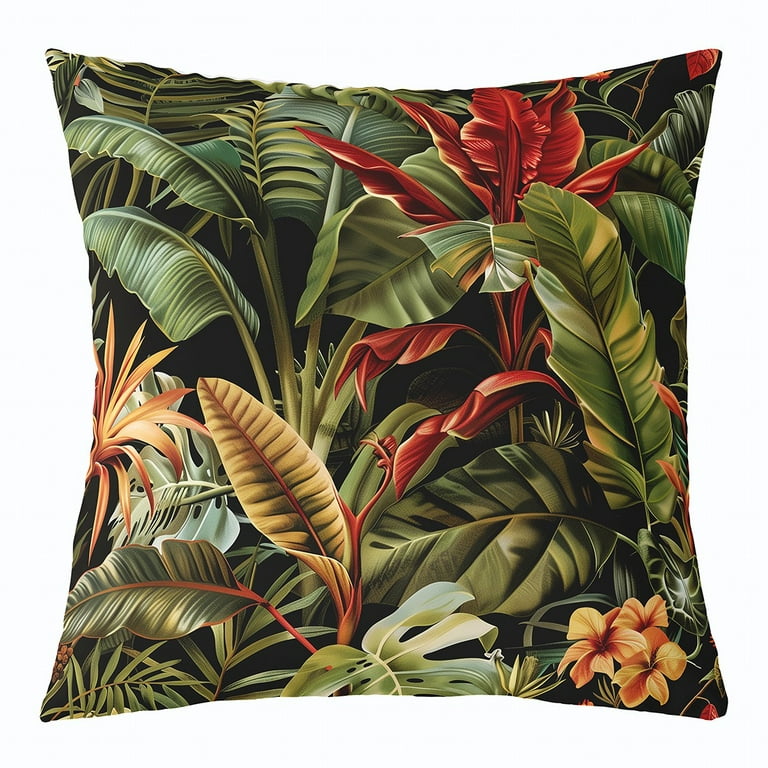 YST Palm Leaf Throw Pillow Cover 20x20 Inch Banana Leaf Pillow Cover Tropical Plant Cushion Cover Spring Green Hawaiian Decorative Pillow Cover Reversible Soft Bedroom Decor Walmart