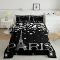 thumbnail image 1 of Erosebridal Paris Bedding Set Teens,Eiffel Tower Comforter Set Twin,Black White Sparkles Sequins Duvet Insert Lightweight,Gradient Diamond Down Comforter with 1 Pillow Case Home Room Decor, 1 of 6