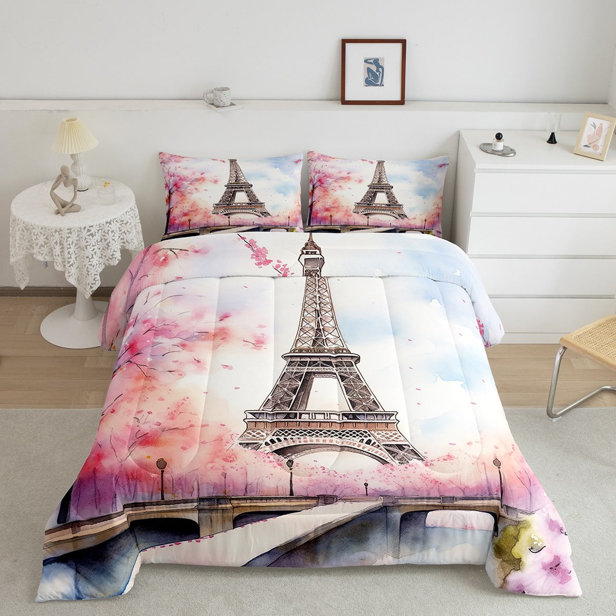 YST Paris Bedding Sets Queen for Girls Girlfriend Women Pink Cherry ...