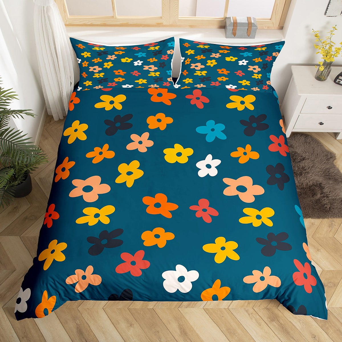 YST Party Bedding Set for Kids Boys Girls,Colorful Vintage Flower