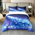 thumbnail image 1 of Peacock 100% Cotton Duvet Cover Beautiful Purple Peacock Comforter Cover Full Size with 2 Pillowcases,Glitter Galaxy Sky Bedding Set Exotic Bird Animal Bed Set Room Decor Lightweight, 1 of 6