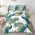 YST Peacocks Bedding Queen Size 7pcs, Pine Tree Leaves Comforter Set