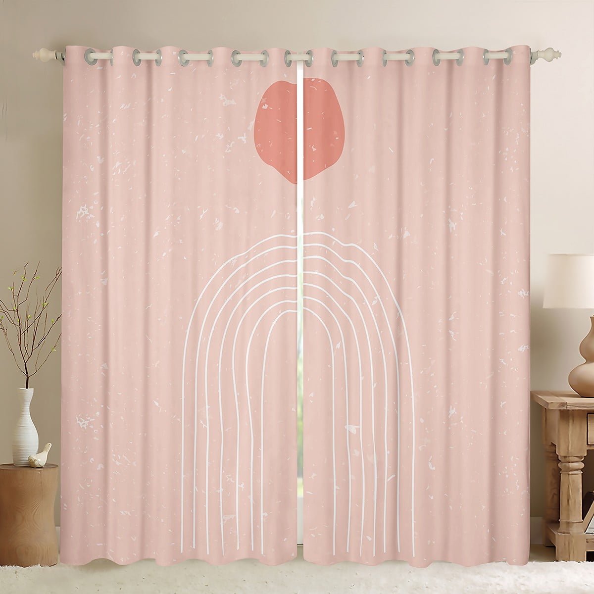 YST Pink Aesthetic Curtains Girly Minimalist Blackout Curtains for ...