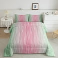 YST Pink And Green Twin Comforter Set Girls Abstract Ombre Bedding Set