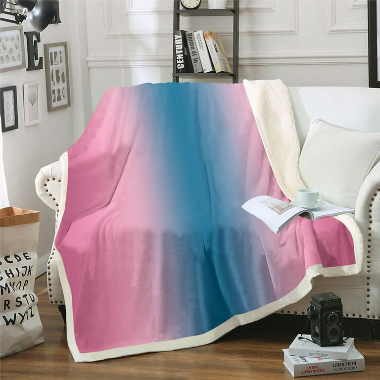 YST Pink and Blue Blanket for Girls Boys Kids Rainbow Ombre Throw Blanket Aesthetic Living Room Decor for Women Men Gradient Colorful Fleece Blanket Abstract Fuzzy Blanket 30 x40 Walmart