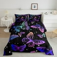 thumbnail image 1 of Erosebridal Pink Blue Butterfly Bedding Set Queen Chic Cute Animal Comforter Set, Sparkling Stars Bedding Comforter Sets Girly Pastel Gradient Duvet Sets, Teal Navy Neon Butterfly Quilted Comforter, 1 of 5