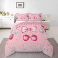 thumbnail image 1 of Pink Bow Bedding Pink And White Bowknot Comforter King Size, Butterfly Knot Princess Bedding Comforter Sets Cherry Flower Decor Duvet Set Kawaii Pink Balloons Diamond Print Quilt, 1 of 6