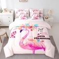 thumbnail image 1 of Erosebridal Pink Flamingo Twin Comforter Set 7 Piece,Tropical Flamingo Bed in a Bag,Hawaiian Floral Animal Fitted Sheet,Botanical Flowers Down Comforter,Heart Pattern Bedding Set Reversible, 1 of 5