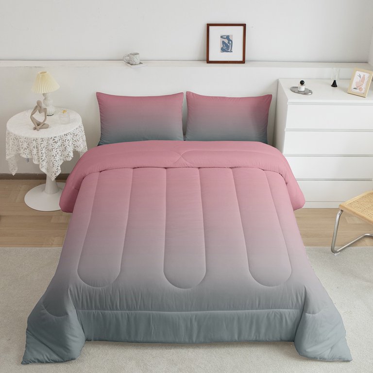 Pink and gray comforter set queen cheap