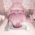 thumbnail image 1 of Erosebridal Pink Paris Bedding Set Paris Bedroom Comforter Set Full Size Cherry Blossom High Heels Decor Quilt Set Women Romantic Aesthetics 1 Comforter And 2 Pillow Cases, 1 of 6