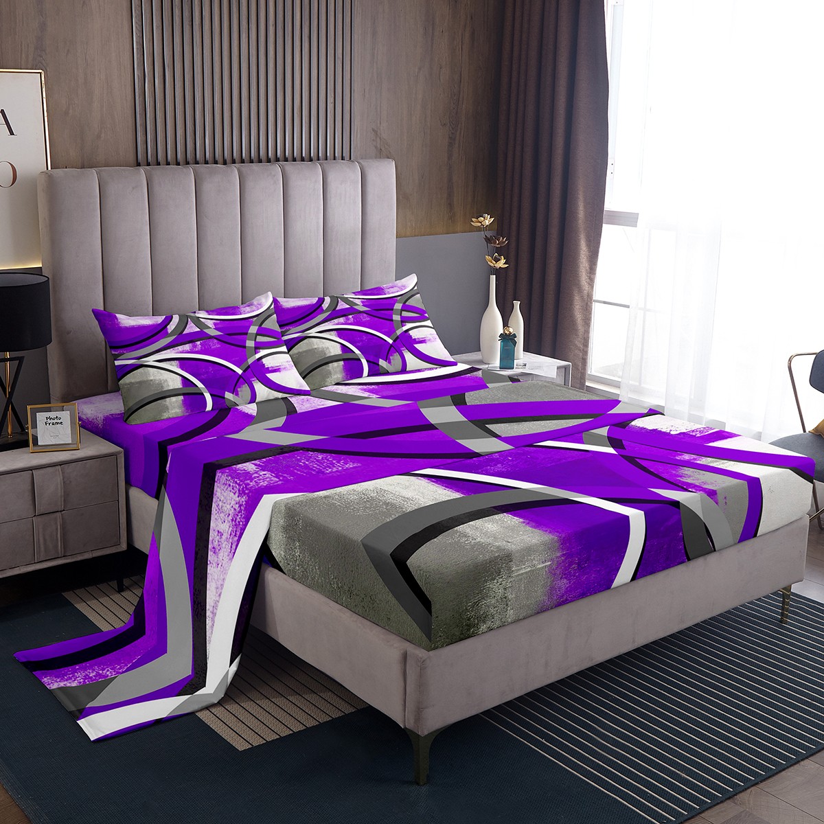 YST Pink Tie Dye Queen Sheets for Girls Women Modern Abstract Art Bed