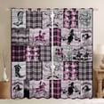 thumbnail image 1 of Pink Western 38"Wx45"L 30%-50% Blackout Curtains Bedroom Country Cowgirl Curtains & Drapes West Bull Horse Window Curtains Rustic Farmhouse Buffalo Plaid Window Treatments 2 Panels, 1 of 6
