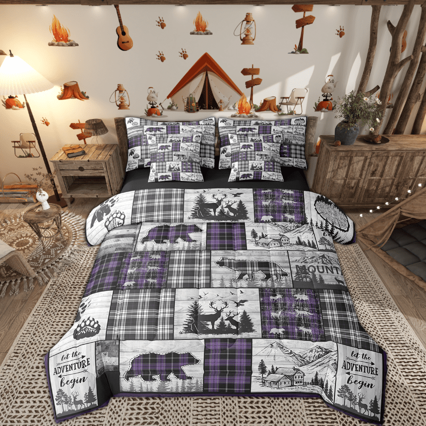 Plaid Bear Deer Comforter Set Rustic Cabin Bedding Set Queen Country plaid-bear-deer-comforter-set-rustic-cabin-bedding-set-queen-country