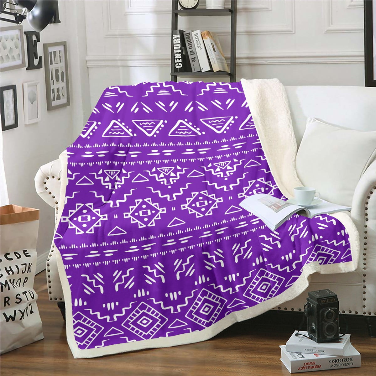 Native Ethnic designed Sherpa Fleece Blanket | popular Throw Blanket