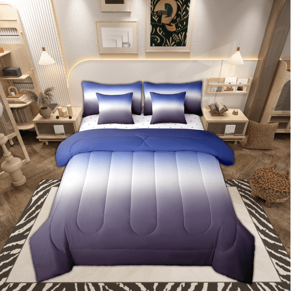 YST Purple Blue Ombre 7 Piece Bed in a Bag Full Size,Blue White Bedding Set,Colorful Gradient Down Comforter,Watercolor Duvet Set,Soft Lightweight,Modern Abstract Art Bedroom Decor Quilt Set