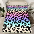 YST Purple Blue Pink Cheetah Print Fitted Sheet for Girls,Leopard Bed