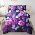 thumbnail image 1 of Erosebridal Purple Butterfly Floral Comforter Set Twin 7 Piece Boho Wild Flowers Bed in a Bag Women,Romantic Country Flower Bedding Set with 2 Sheets,2 Pillowcases,2 Throw Pillow Covers, 1 of 5