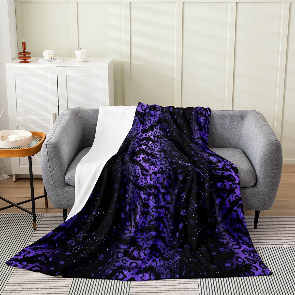 YST Purple Cheetah Print Throw Blanket Queen 90x90 inch,Bohemia Neon