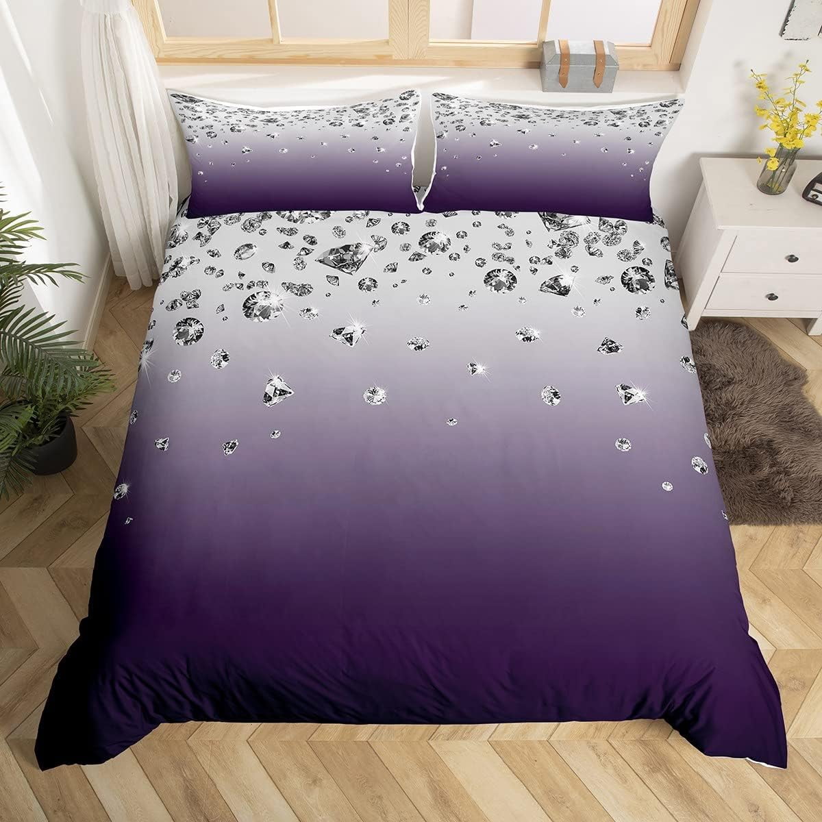 YST Purple Gradient Color Bedding Set Purple Ombre Duvet Cover King