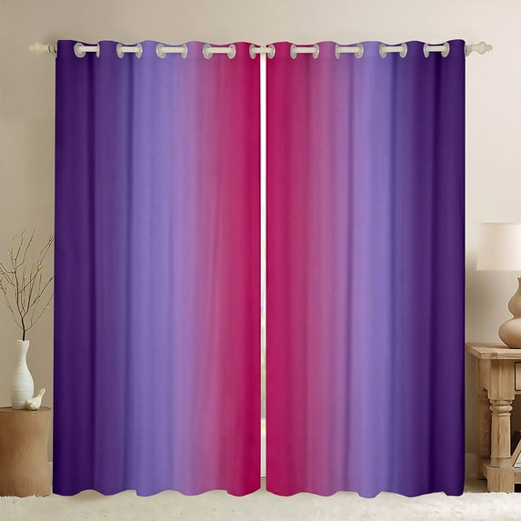 Erosebridal Purple and Hot Pink Curtains for Bedroom,Rainbow Ombre Blackout Curtains Aesthetic Living Room Decor,Gradient Colorful Curtains & Drapes Abstract Window Curtain