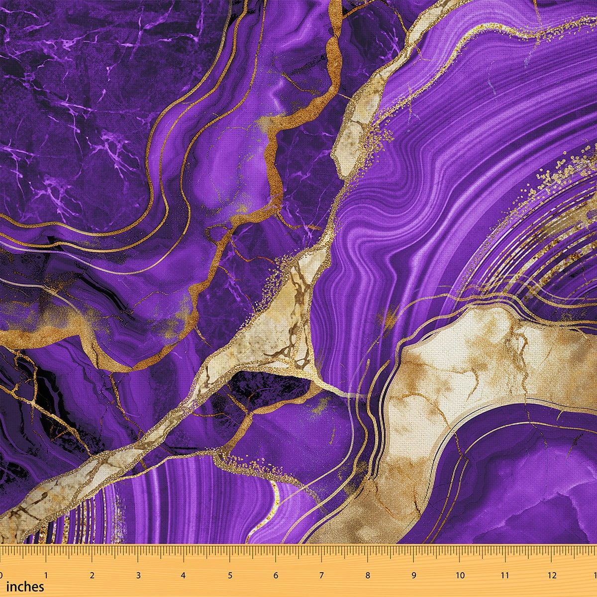 YST Purple Marble Fabric By The Yard, Gold Marbling Crack Upholstery
