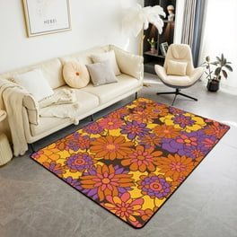 Joy Carpets Hearts and Flowers 5 x 8 Orange Indoor Floral/Botanical Kids Area Rug