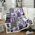 thumbnail image 1 of Purple Western Twin 60"X80" Fleece Blanket For Bed Couch Cowgirl Throw Blanket West Cow Skull Horse Sherpa Blanket Teen Women,Rustic Farmhouse Plaid Soft Flannel Blanket, 1 of 4