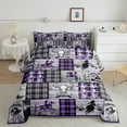 thumbnail image 1 of Erosebridal Purple Western Twin Comforter Set Country Cowgirl Bedding Sets Wild West Bull Horse Quilt Set Teen Women,Rustic Farmhouse Buffalo Plaid Bed Duvet Set Room Decor 2 Pcs, 1 of 6