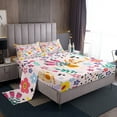 YST Queen Bed Bed Sheets Set for Kids,Garden Floral Cat Sheet Set for