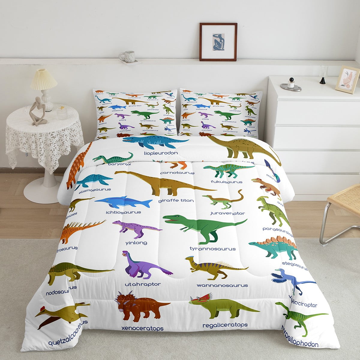 YST Queen Size Dinosaur Comforter Sets for Boys,Dino Bedding Set for
