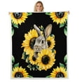 thumbnail image 1 of Rabbit Throw Blanket Queen Size, Cute Bunny Animal Fleece Blanket Bedroom, Country Sunflower Sherpa Blanket Floral Rustic Farmhouse Flannel Blanket, Black Yellow, 1 of 7