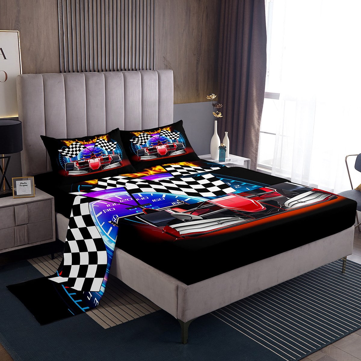 Erosebridal Race Car Bed Set Sports Car Print Full Size Sheet Sets For ...