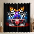 thumbnail image 1 of Race Car 30%-50% Blackout Curtains 76x54 Sports Car Print Curtains For Teens,Extreme Sports Theme Curtains & Drapes Black White Checkered Bedroom Curtains Racing Car Home Decor, 1 of 6