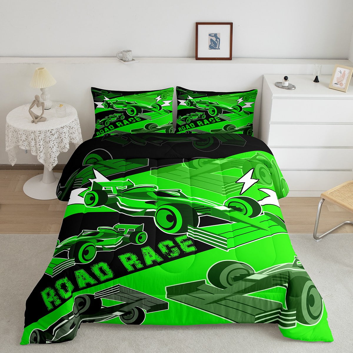 YST Race Car Full Size Bedding Set for Boys Sports Car Comforter Set