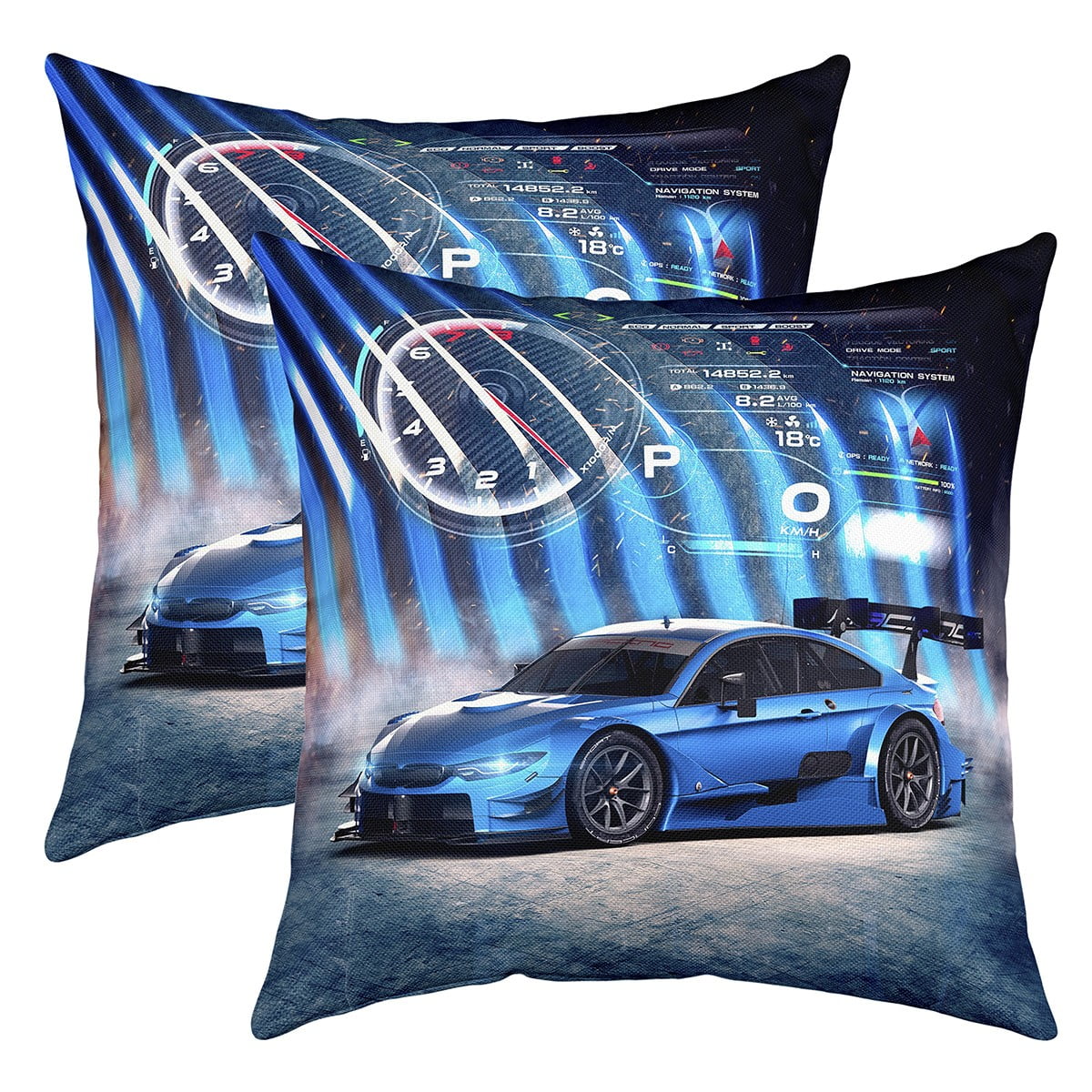 YST Racing Car Cushion Covers 18x18 Inch Set of 2,Race Car Pillow Covers Boys Sports Car Throw