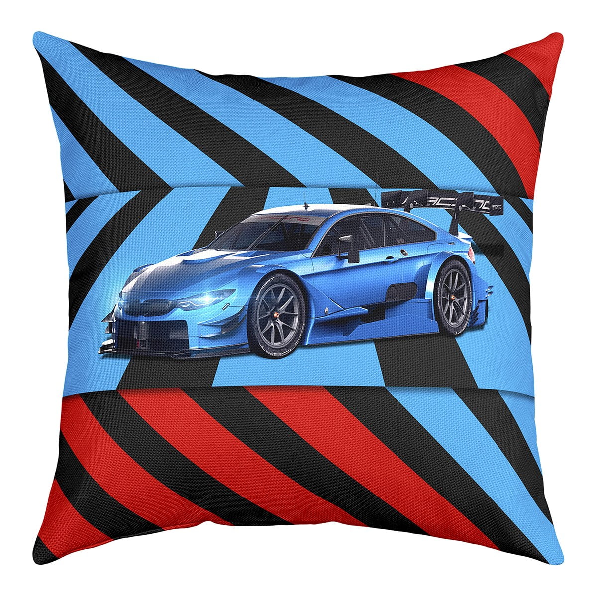 YST Racing Car Throw Pillow Cover 22x22 inch,Kids Blue and Red Race