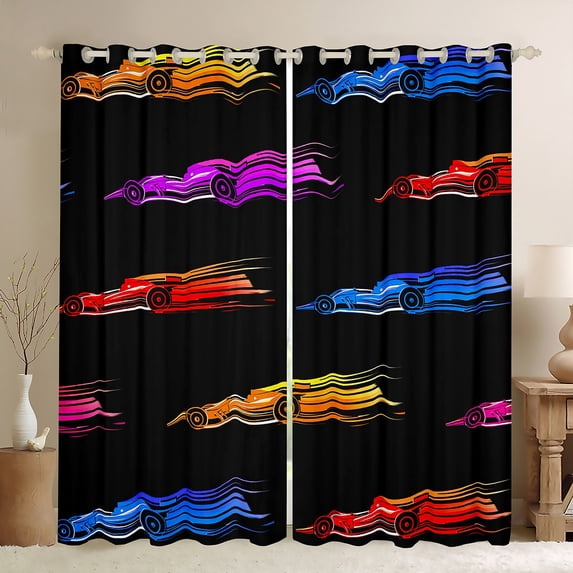 Erosebridal Rainbow Car Blackout Curtains 76x45 Race Car Theme Curtains,Extreme Sport Curtains & Drapes Black Bedroom Curtains Home Decoration