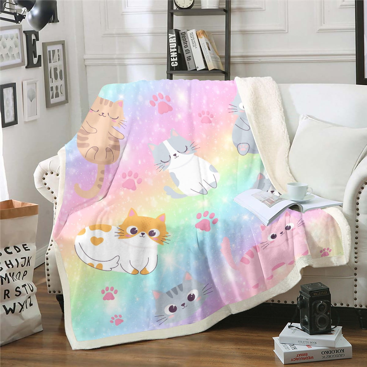 YST Rainbow Cat Baby 30"X40" Throw Blanket For Girls Bed,Kids Cute Cats