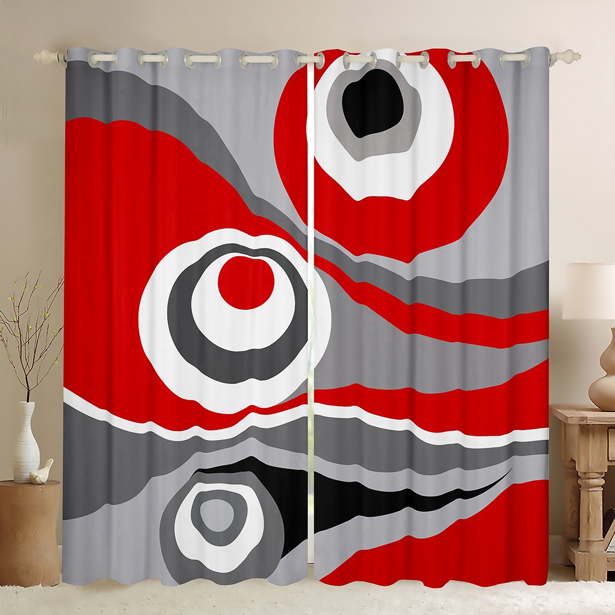 YST Red Black White Grey 38"Wx54"L Blackout Curtains Teen Boys Bedroom