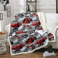 thumbnail image 1 of Red Racing Car Blanket Cartoon Dirt Bike Throw Blanket for Bed, Extreme Sports Sherpa Blanket Grey Red Gray Black Fleece Blanket, Sports Car Race Car Fuzzy Blanket, 1 of 5