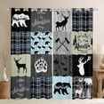 thumbnail image 1 of Retro Cabin Decor Curtains, Deer Bear Elk 30%-50% Blackout Curtains Vintage Rustic Farmhouse Curtains & Drapes Western Cowboy Patchwork Window Treatments 52"Wx84"L 2 Panels, Grey Black, 1 of 5