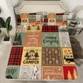 thumbnail image 1 of Retro Camper Fitted Sheet Happy Camping Queen Bedding Set Adults,Rv Camping Accessories Bed Sheets For Travel Trailers Campers,(No Top Sheet), 1 of 5