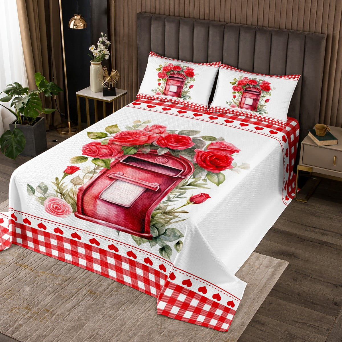 YST Romance Gifts for Her Valentine's Day Quilt Set Twin, Romantic