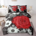 thumbnail image 1 of Romantic Flower 7 Pcs Comforter Set King,Red Rose Bed in a Bag with Flat Sheet and Fitted Sheet,Daisy Floral Bed Set for Women ,Garden Botanical Bedding Set with Pillowcase & Sham, 1 of 5