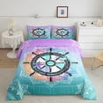 thumbnail image 1 of Erosebridal Rudder Comforter Set Full, Boho Flower Bedding, Colorful Mandala Starfish Crab Ocean Animal Bedding Comforter Sets, Summer Exotic Ombre Geometric Quilt, Blue Purple, 1 of 6