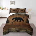 thumbnail image 1 of Rustic Bear Comforter Set Twin Size,Wildlife Hunting Theme Quilt Set,Animal Bedding Set Teens Room Decor,Wooden Board Duvet Insert, 1 of 8