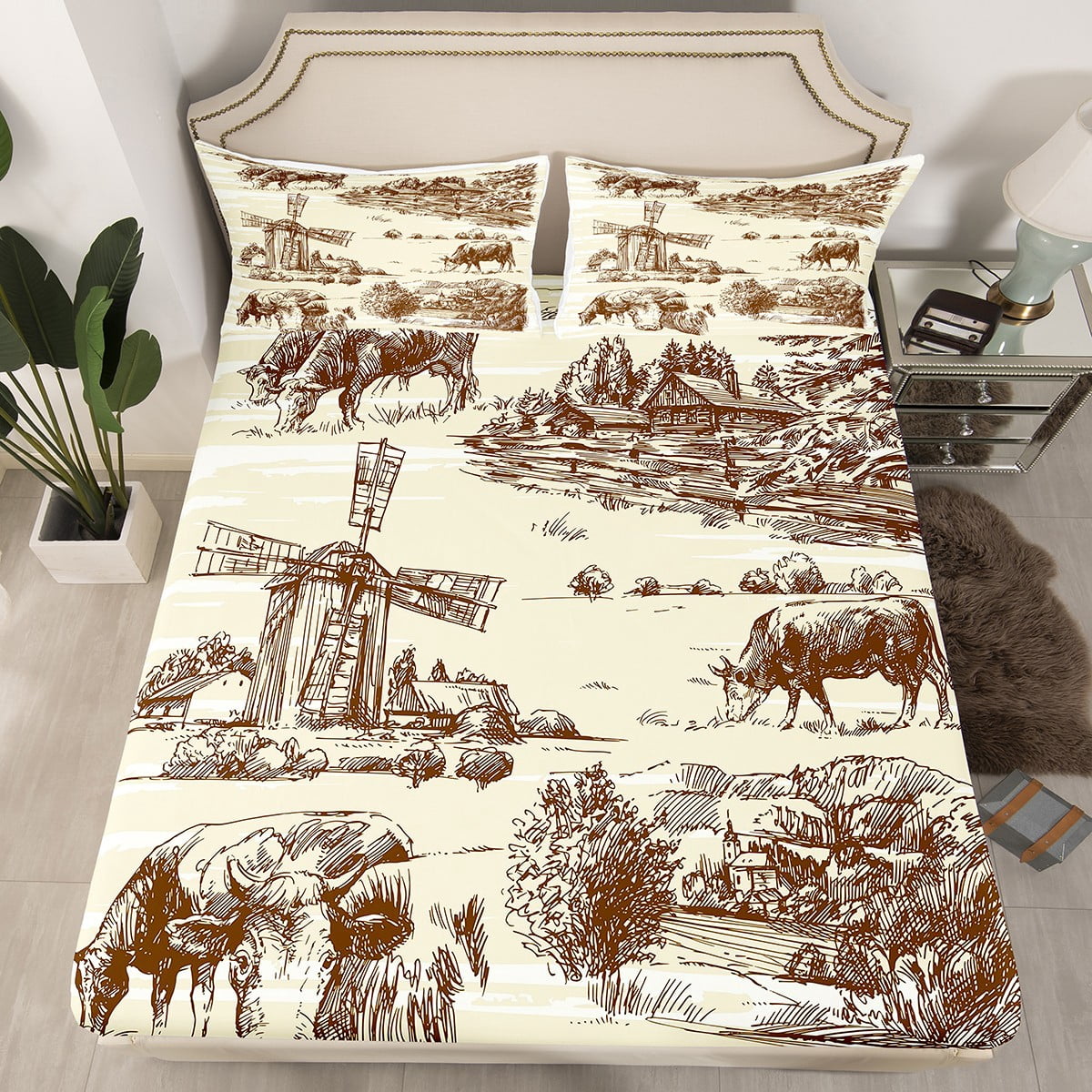 YST Rustic Cabin Bedding Sets Queen Western Farm Cow Bed Sheets Country ...