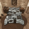 thumbnail image 1 of Rustic Cabin Comforter Set Twin Size Country Farmhouse Buffalo Plaid Bedding Sets,Woodland Bear Deer Wolf Bed Comforter Hunting Animal Wildlife Quilt Black Brown Grey Camper Car Decor, 1 of 6
