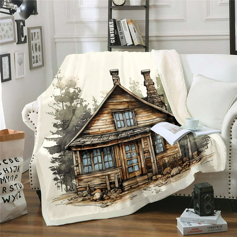 YST Rustic Cabin Fleece Blanket Throw Size Lodge Country Style Throw Blanket Western Home Decor for All Season